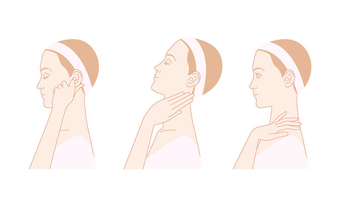 首回りや耳のストレッチは、頭皮の筋膜をゆるめてくれます