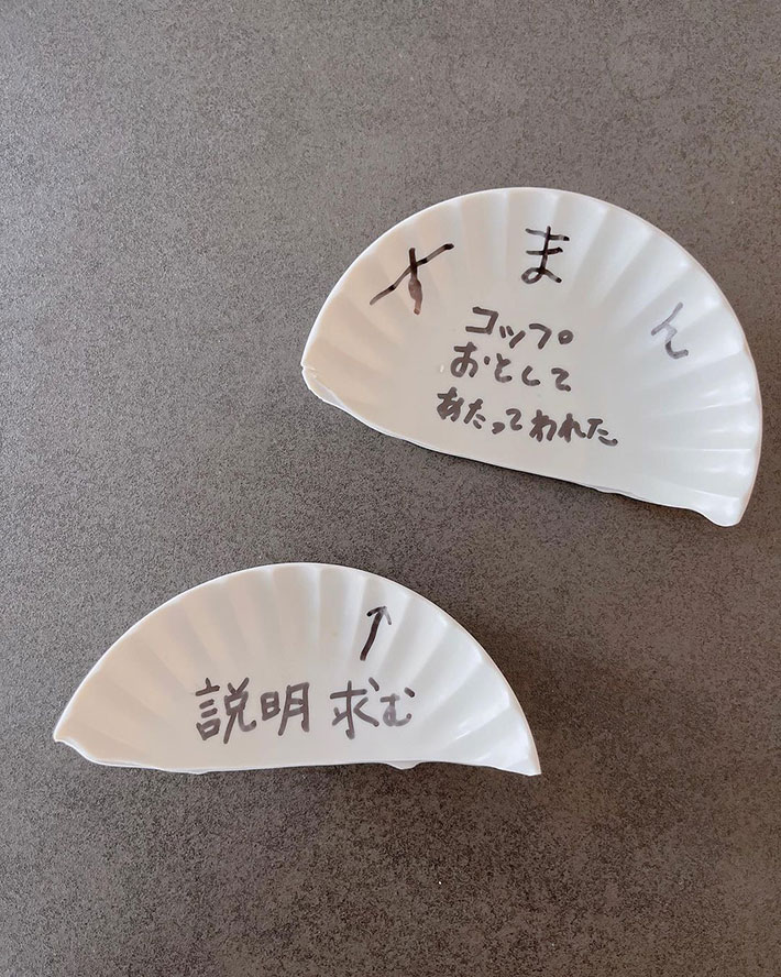割れたお皿の写真