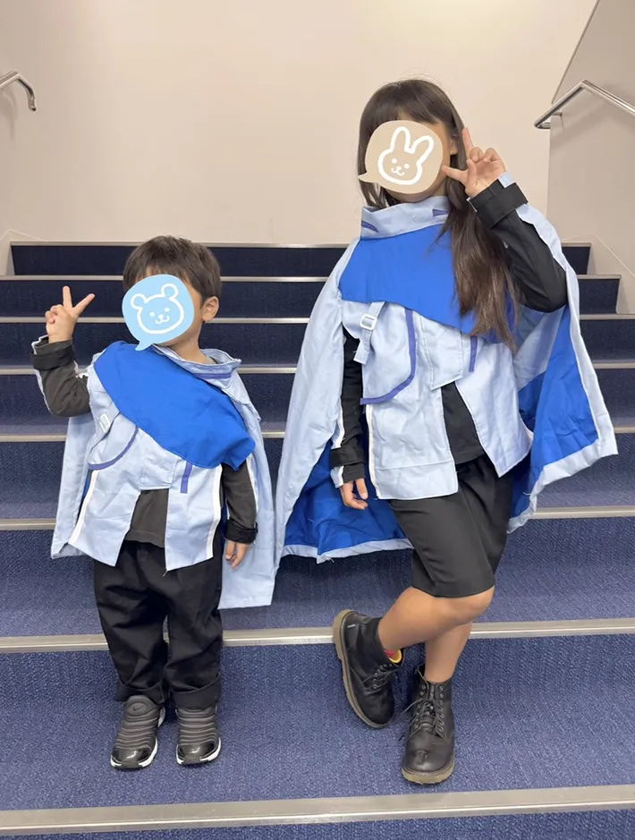 手作りした仮面ライダー衣装の写真