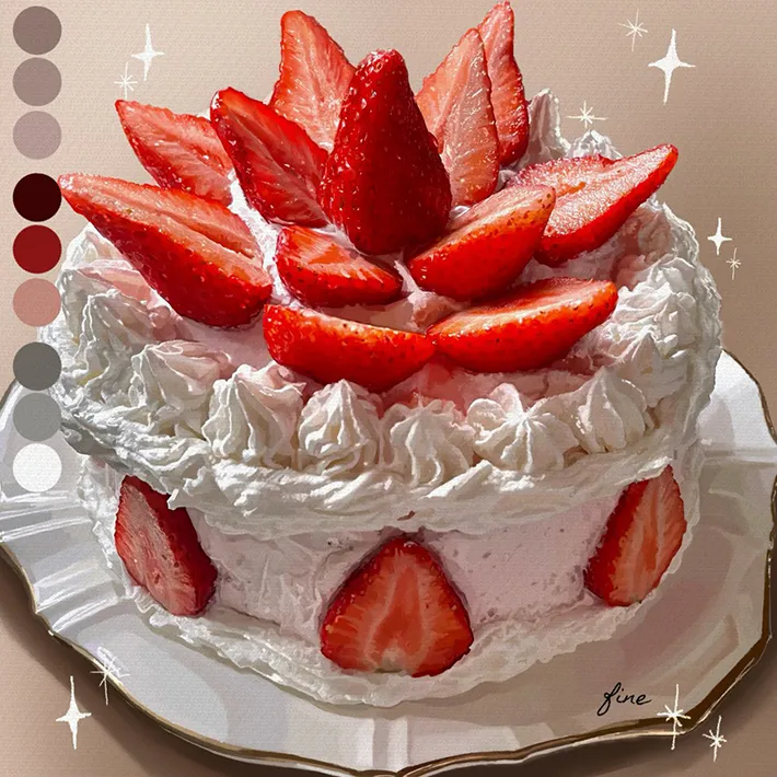 イチゴのショートケーキの絵